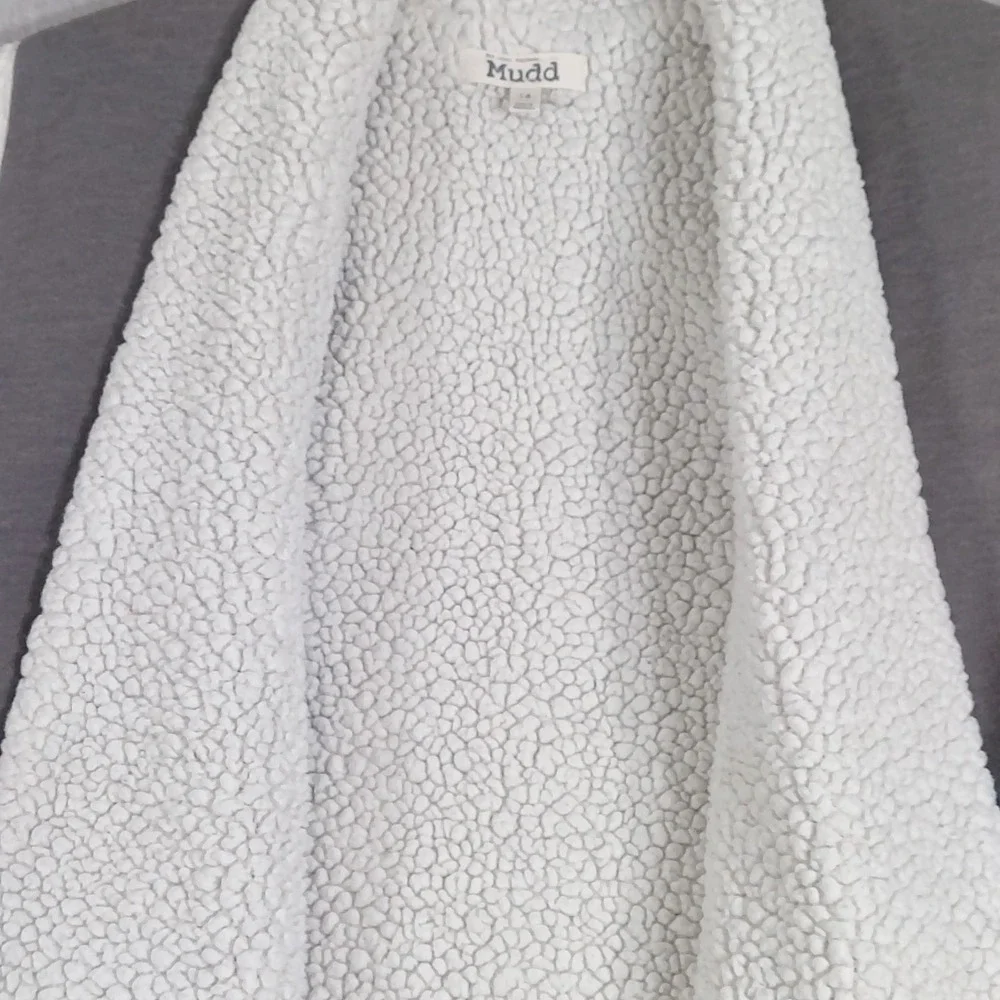 Mudd Sherpa Lined Vest Girls 4 Gray‎ Open Front Fleece Cozy Winter Layering Warm
